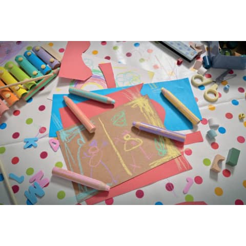 Matite colorate Stabilo Woody 3 in 1 punta larga conf. 6 colori Pastel assortiti 8806-3